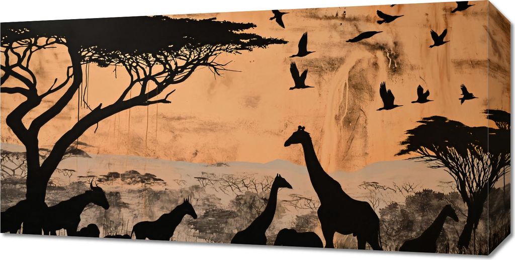 Bild 60x30cm Silhouetten der Savanne