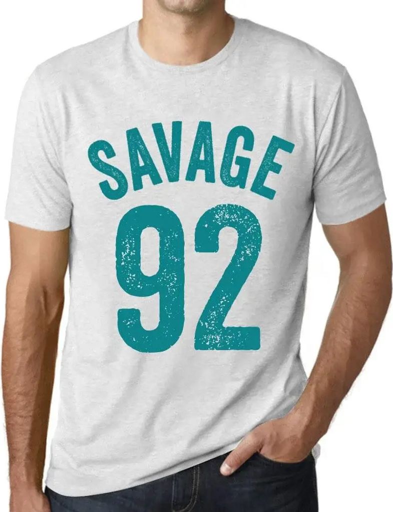 Herren Grafik T-Shirt Savage 92 Geschenk 92. Geburtstag Jahrestag 92 Jahre Jubiläum 92 Jährige Mann Jahrgang 1932 Kurzarm Lustige Druck