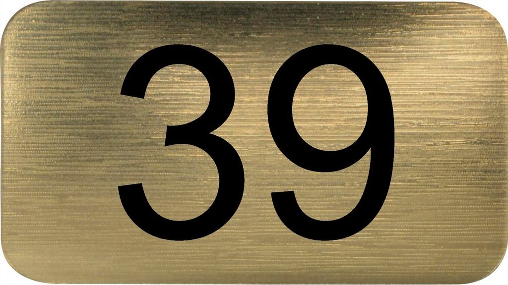 Nummernschild selbstklebend, 35 x 20 mm, Type 39, Kunststoff gold metallic