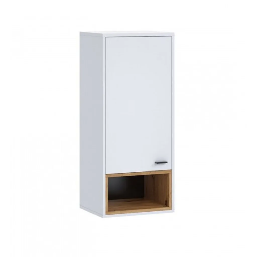 Armoire Murale BEND 1 Design Scandinave Blanc et Finition Chêne 40cm