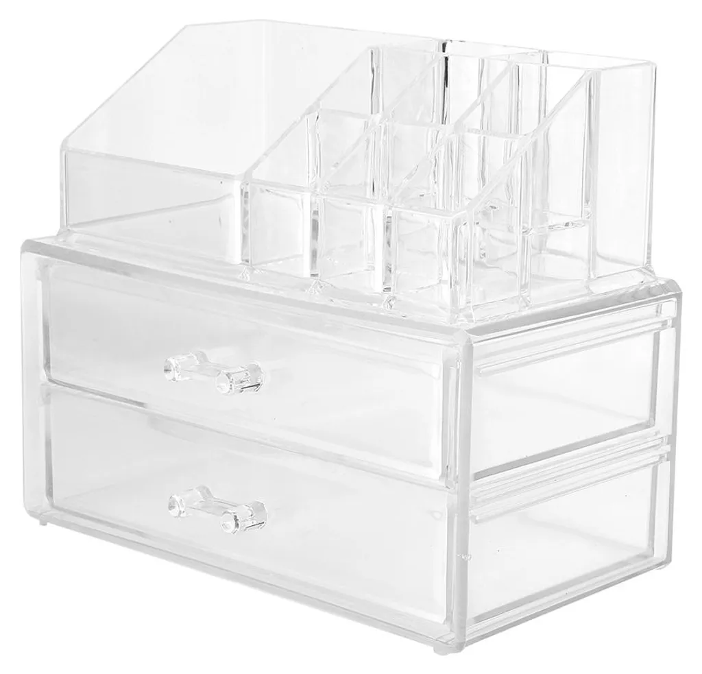 Trousse de toilette transparente à tiroir coulissant et multi-niveaux