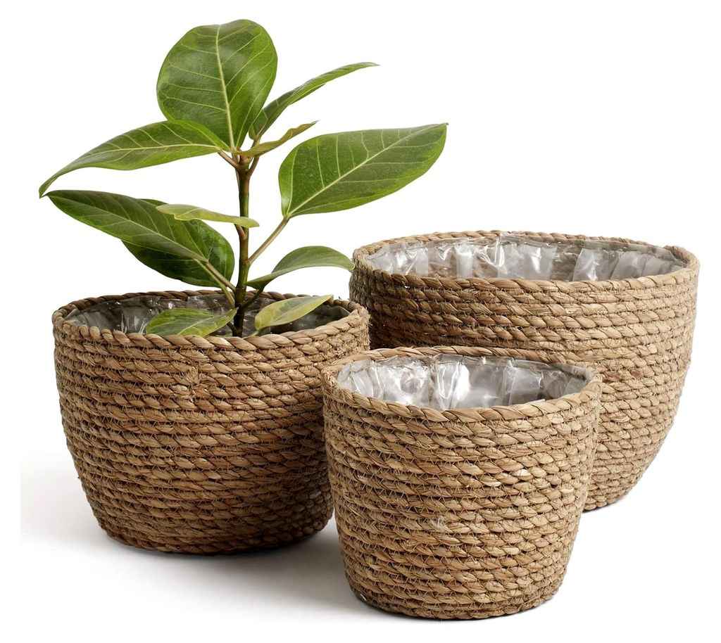 Aufbewahrungskorb, 3er Set aus gewebtem recyclebarem Papierseil, Aufbewahrungsboxen für Accessoires Schminke Mint grün und weiß