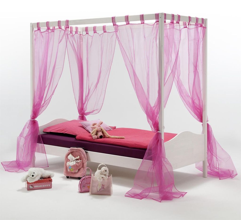 Himmelbett Kinderbett Mädchenbett NADINE, 90x200 cm Kiefer Produktbild 