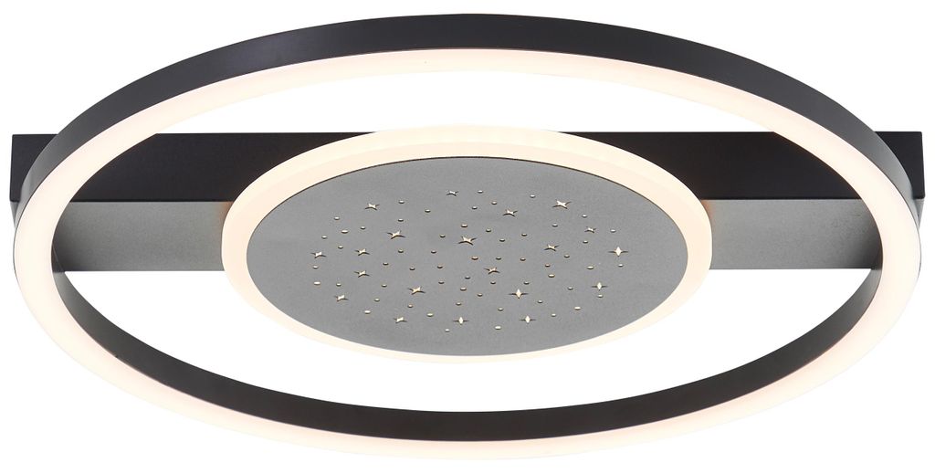 Brilliant LED Deckenleuchte Reno 37 x 37 cm, 2400 lm, 3000 K, Sternenglanz, schwarz