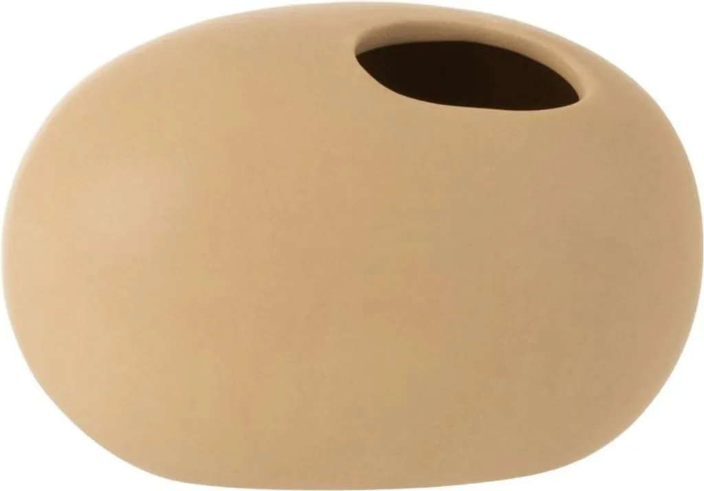 J-Line Vase Ovale Céramique Beige Small - Décoration Intérieur Design