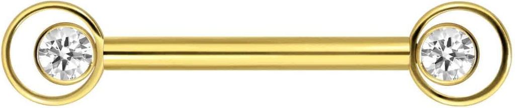 Brustwarzenpiercing, Zungenpiercing, Intim-Piercing Titan Nippelpiercing mit Innengewinde RING + KRISTALL