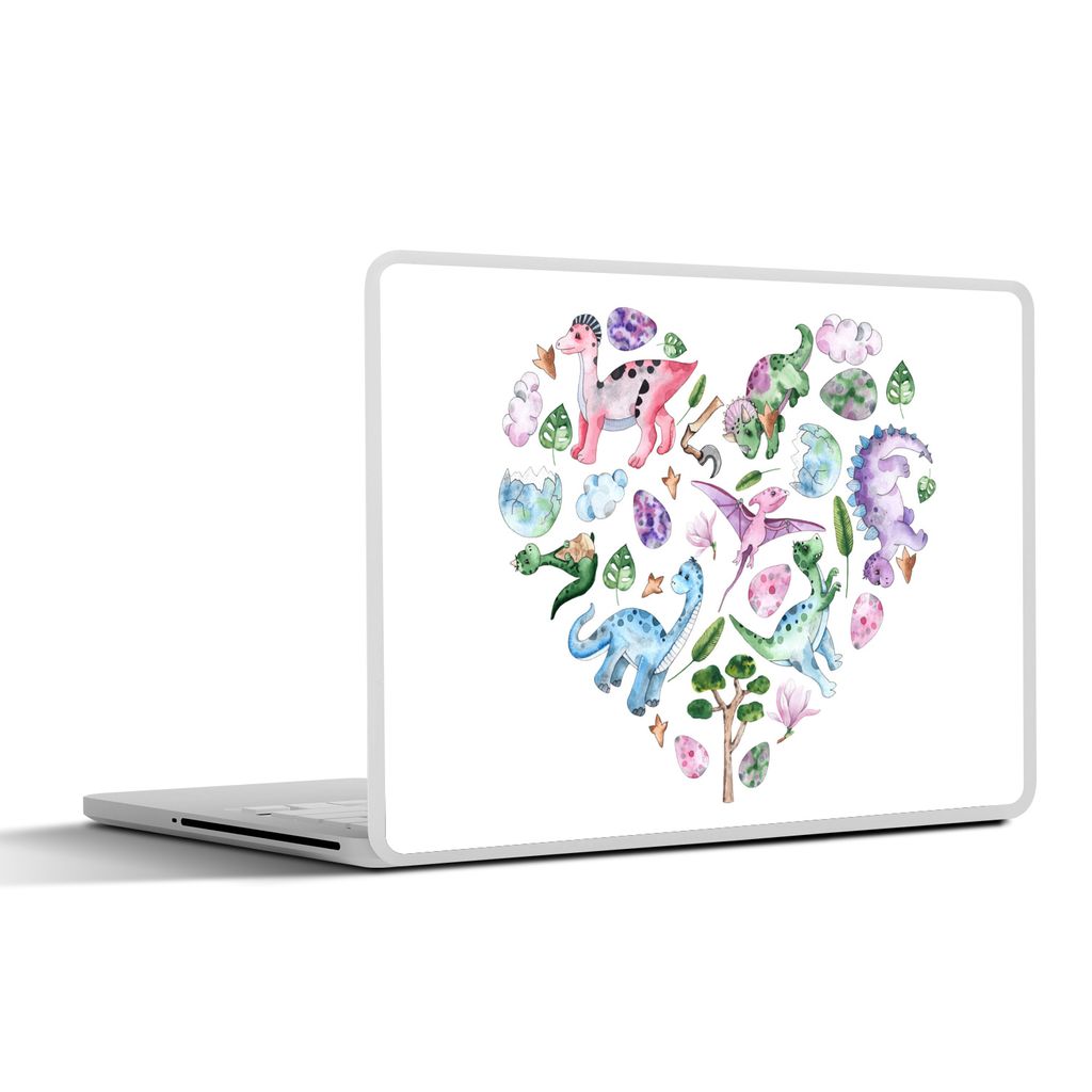 MuchoWow Laptop Aufkleber Sticker Cover Kinderzimmer - Muster - Dinosaurier - Mädchen - Kinder - Rosa - Kinder 30x21 cm - Sticker für Laptop - ...