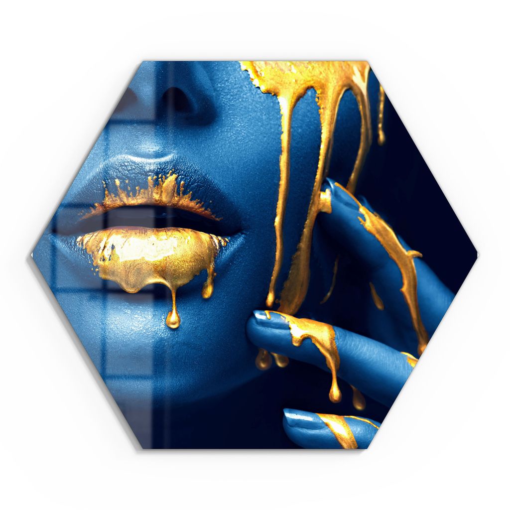 DEQORI Glasbild Echtglas 40x35 cm 'Flüssiges Gold auf Haut' Wandbild Bild modern Deko