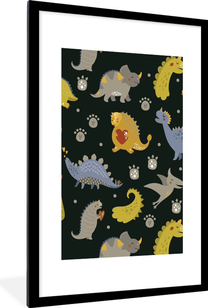 MuchoWow® Gerahmtes Poster Dino - Kinder - Schnittmuster - Produktbild 