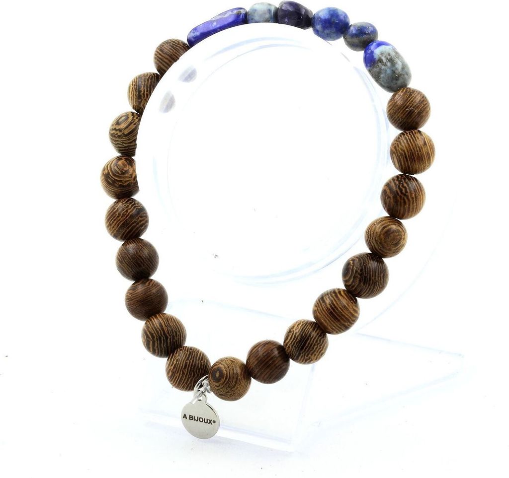 Lapislazuli-Armband aus Pakistan + 8 mm Holzperlen