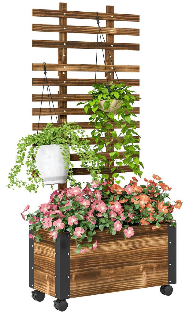 Outsunny Blumenkasten mit Rankgitter Pflanzkasten mit Produktbild 