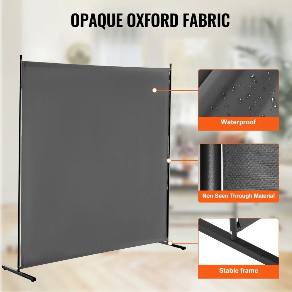 Paravent de Bureau 1,8 m Gris avec Protection Visuelle et Panneau Unique