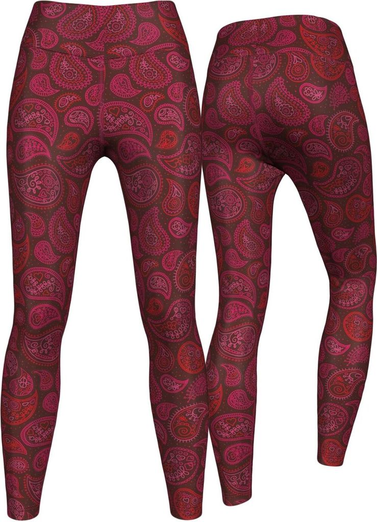 Pink Paisley Leggings sehr dehnbar Sport Yoga Gymnastik Training Tanzen Freizeit, Größe:S