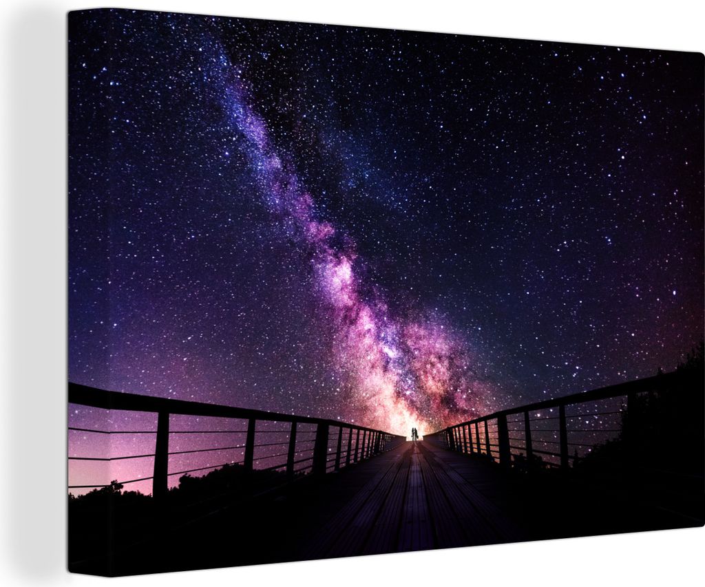 OneMillionCanvasses - Leinwandbilder - 140x90 cm, Universum - Galaxie - Lila - Jungen - Mädchen - Kinder, Wandbilder Kunstdruck Wanddekoration -...