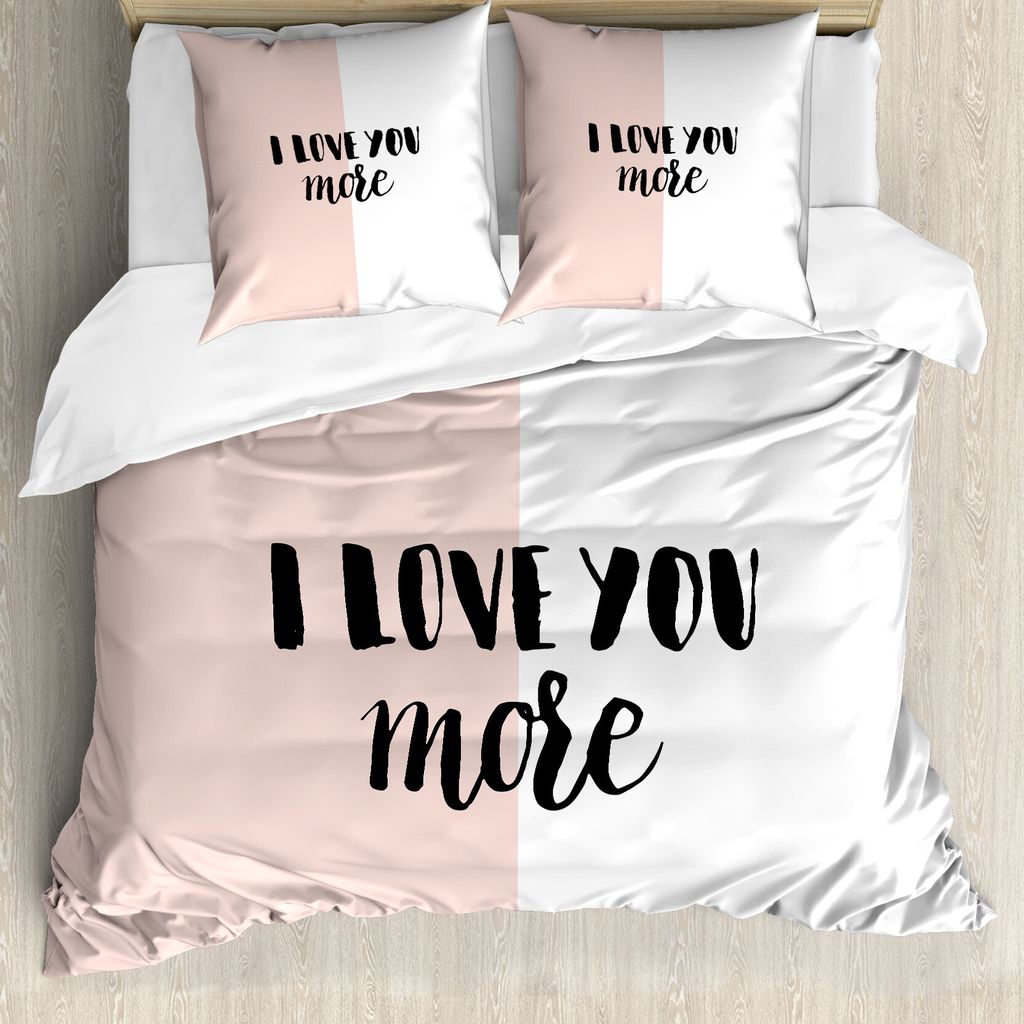 ABAKUHAUS Ich Liebe Dich mehr Bettbezug, minimal Geometric, Milbensicher Allergiker geeignet mit Kissenbezügen, 155 cm x 220 cm - 80 x 80 cm, Cora...