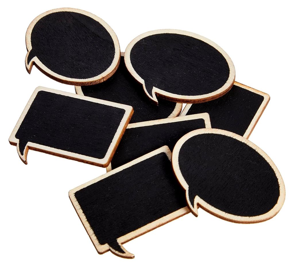 8-teiliges Holz-Sprechblasen-Kreidetafel-Set, schwarz