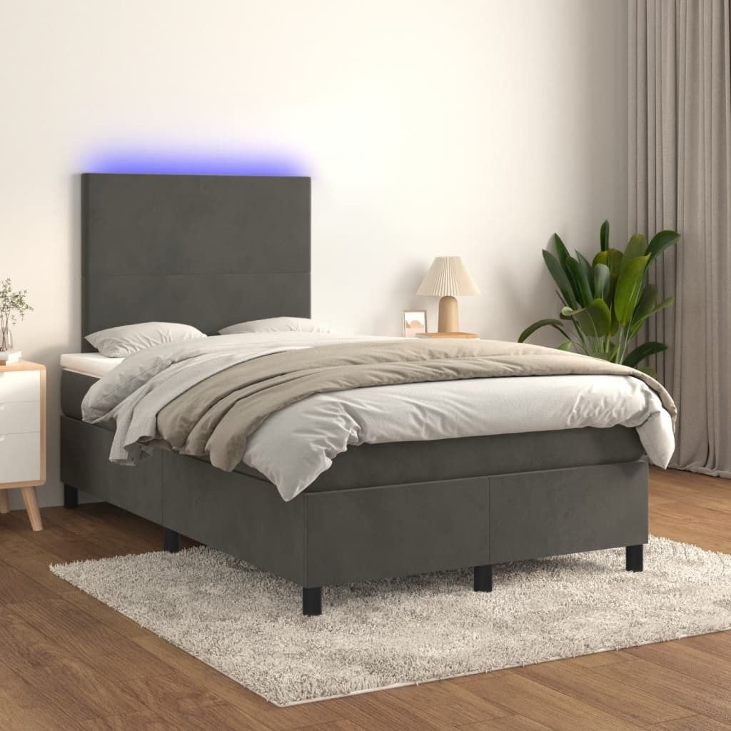 Maison Exclusive - Boxspringbett mit Matratze & LED Dunkelgrau 120x200 cm Samt
