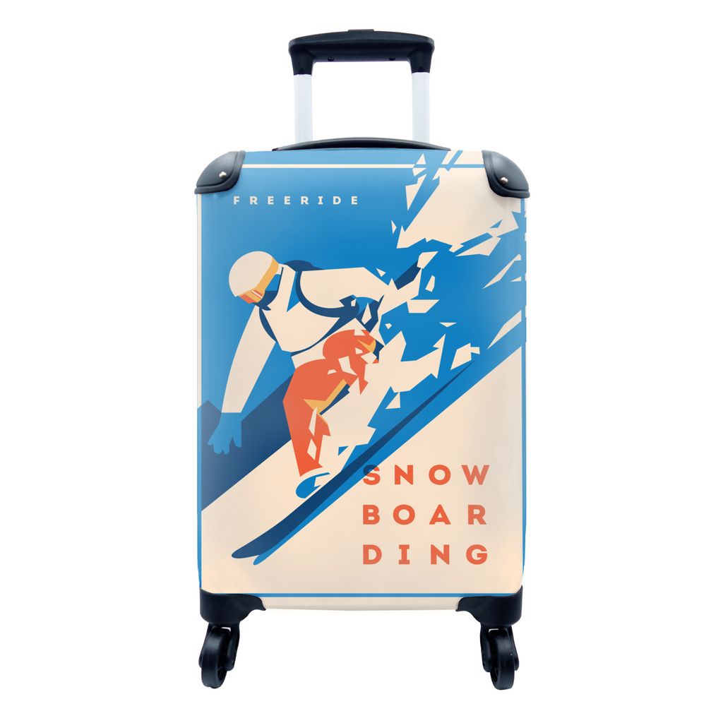 MuchoWow Koffer Handgepäck Trolley Rollkoffer Kleine Reisekoffer mit 4 Rollen - Sprichwörter - Wintersport - 'Freeride Snowboarding' - Zitate -...