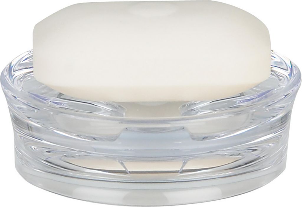 Spirella Seifenschale dekorative Badausstattung Seifenablage "Max" Maße: 10,5 x 3,5 x 3,5 cm – Transparent