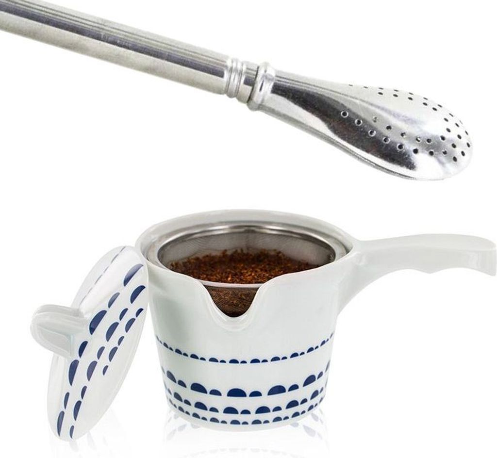 Teekanne für grüner Tee Kyoto + Edelstahlstrohhalm mit Filter