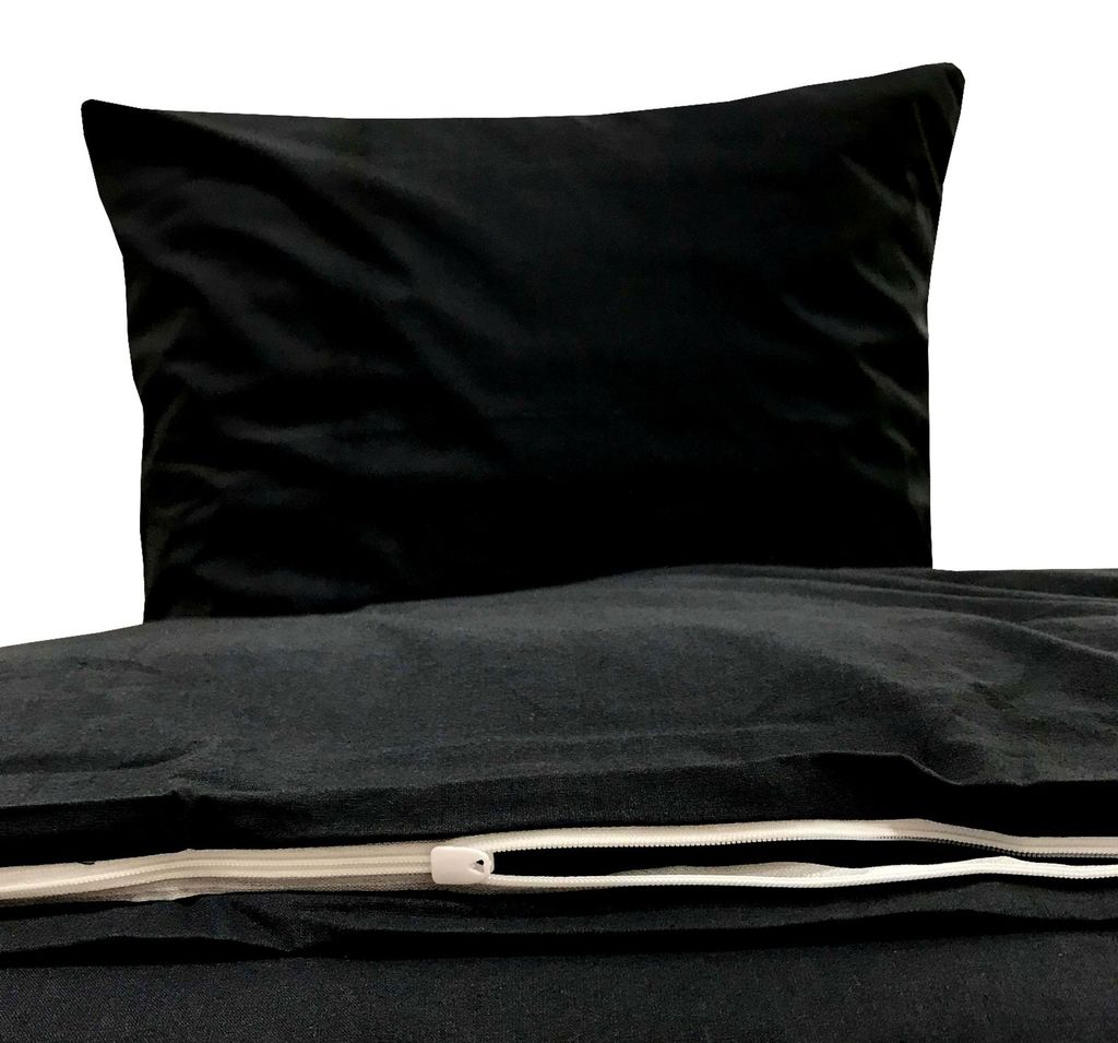 Uni Bettwäsche 135x200 cm Renforce Baumwolle Bettbezüge Set, Größe:4 teilig 135x200 cm, Farbe:Schwarz