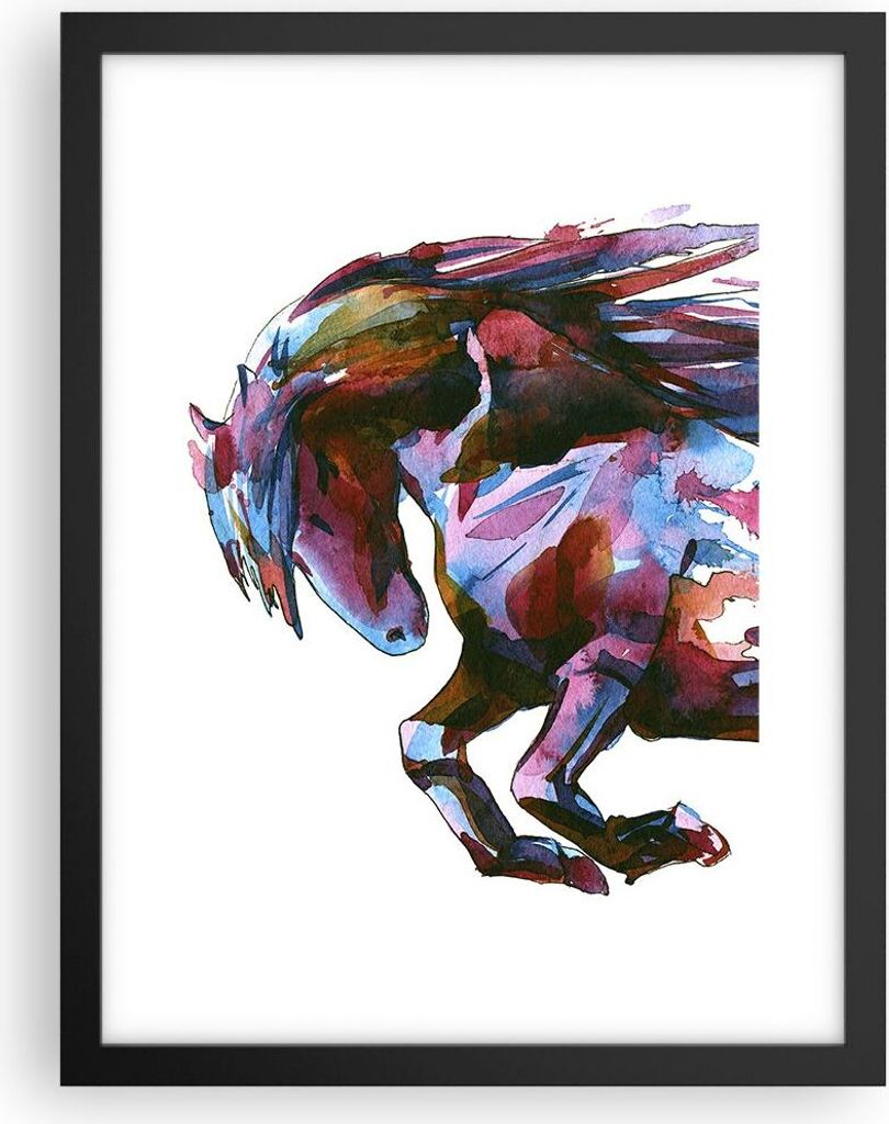 Gerahmtes Poster - Schwarzer Rahmen - Pferd Eleganz wild Tier - 30x40 cm - Wand Bild - Wanddeko - Wandbilder - Wandposter - Bilderrahmen - Bilder -...