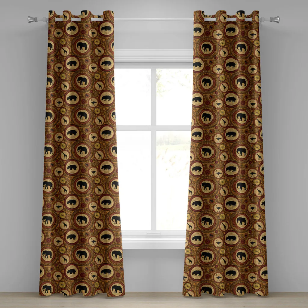 ABAKUHAUS Zambie Rideau à œillets ethnique africain 280x225 cm Cannelle