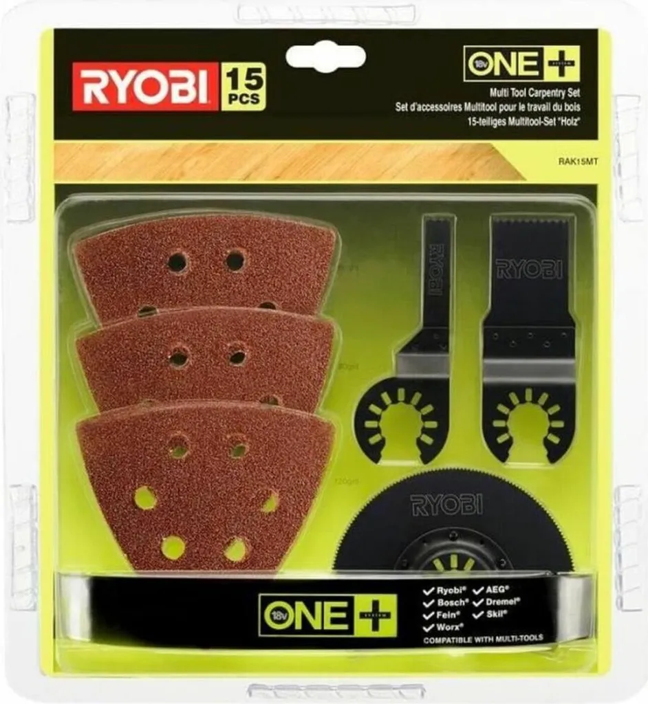 Ryobi RAK15MT Kit 15 carte abrasive Lame universali Utensile multifunzionale