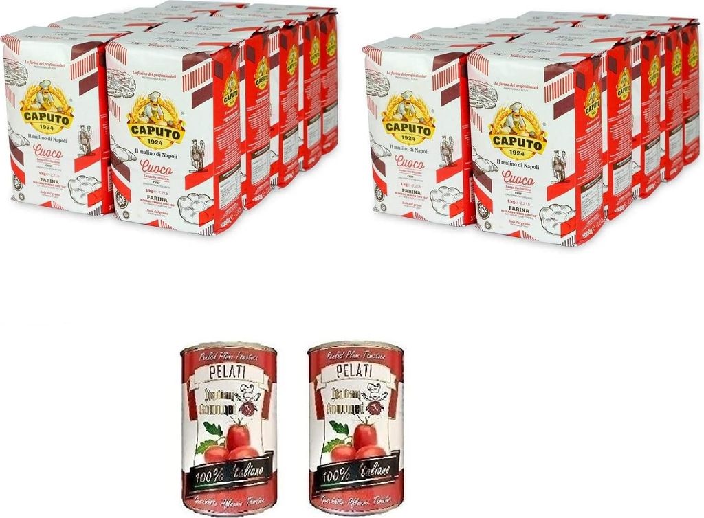 20x Antimo Caputo Tipo 00 'The Chef's Flour' Pizzamehl –1kg + Italian Gourmet 100% italienische geschälte Tomaten dosen 2x 400g