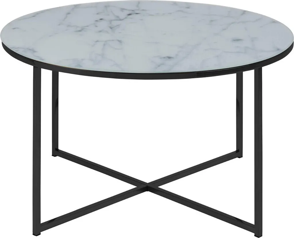 Table basse Ø 80 cm Saga Smuk en marbre blanc véritable chic