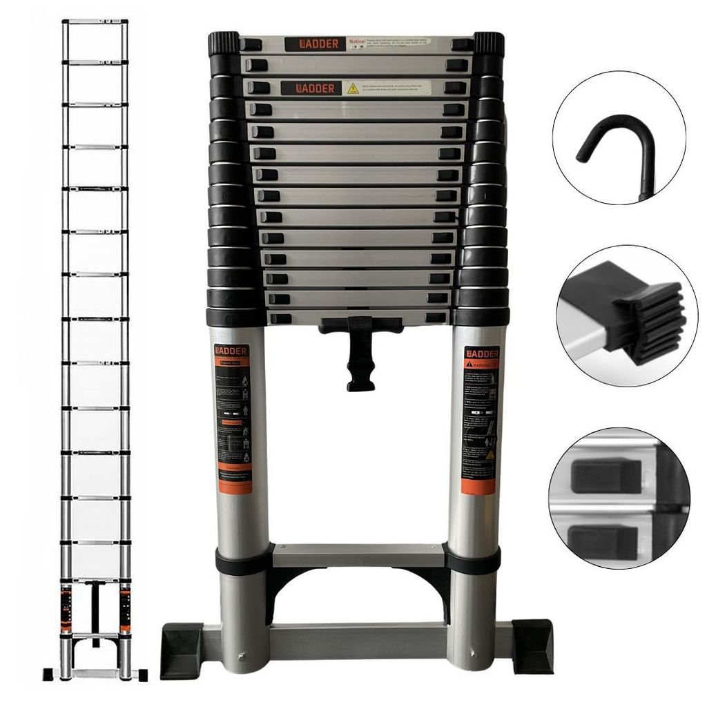 SEVICO Teleskopleiter 7,2 m Aluminium Leiter Ausziehbar Klappbar Anlegeleiter 150 kg Tragkraft B043