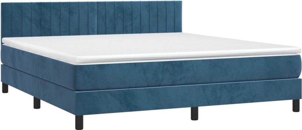 vidaXL Boxspringbett mit Matratze Dunkelblau 180x200 cm Samt