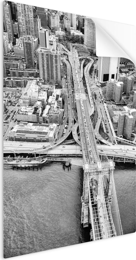 SpaceRebels Bilder Wandsticker 60x90 - Wanddeko Brooklyn-Brücke - Selbstklebende Wandtattoo Wandsticker - Modernes Bild auf PVC-Folie - Wandbild W...