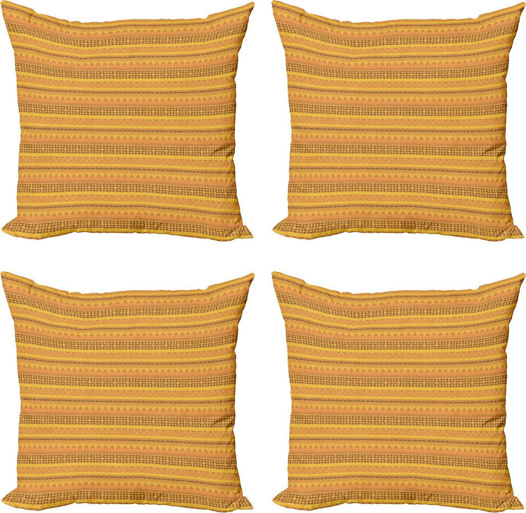 ABAKUHAUS abstrakte Geometrie Kissenbezug Set (4 Stück), Linien Triangles, Moderner Doppelseitiger Digitaldruck, 40 cm x 40 cm, Pale Orange und Gelb
