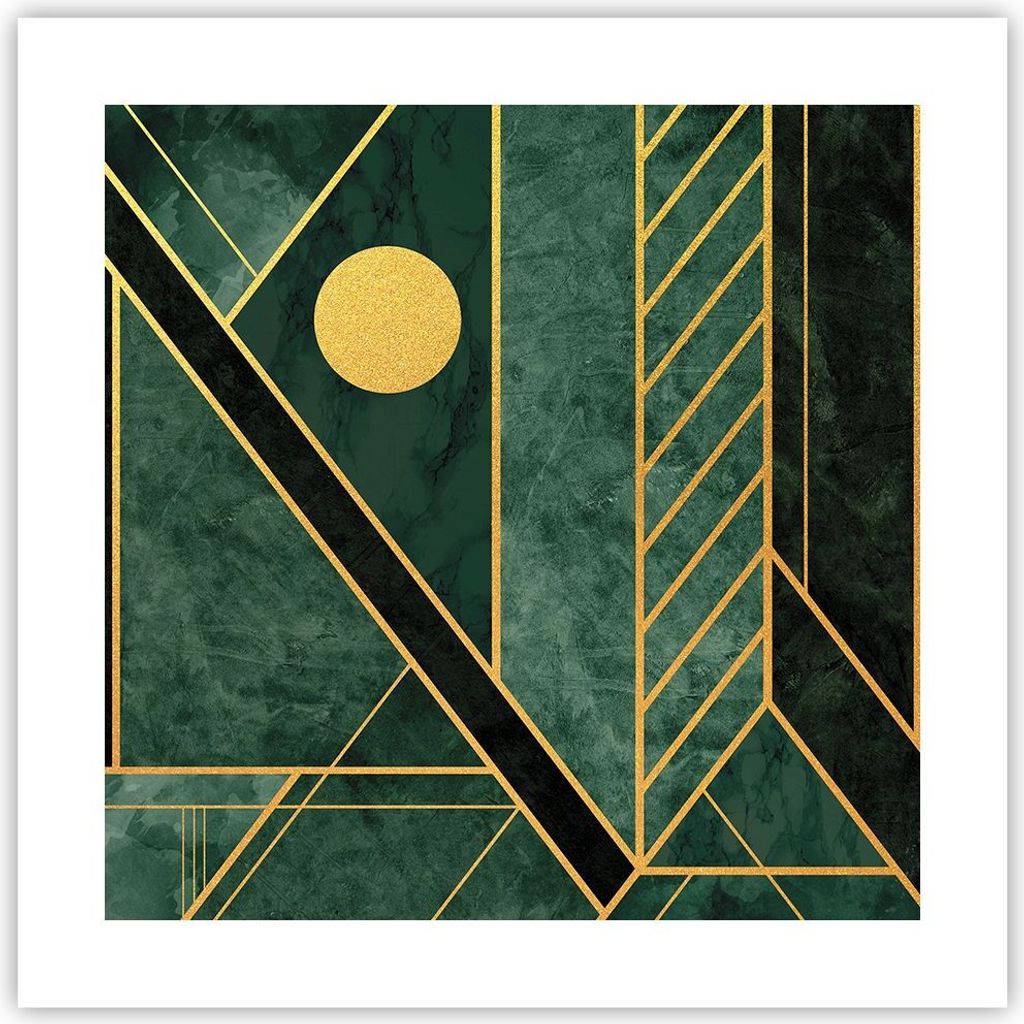 Poster - Poster ohne Rahmen - Grün Stück geometrisch - 40x40 cm - Wand Bild - Wanddeko - Wandbilder - Kunstposter - Wandposter - Bilder - Kunstdr...