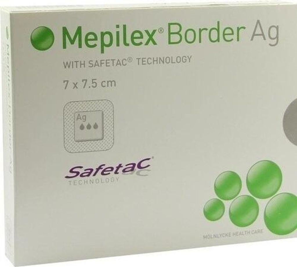 Medicazione in schiuma Mepilex Border Ag 7x7,5 cm 5 pz Immagine del prodotto 