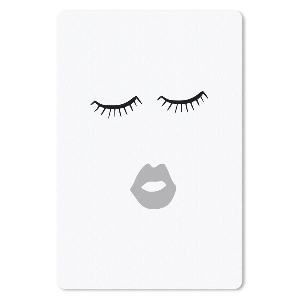MuchoWow Mauspad Mousepad Augen - Lippen - Schwarz - Weiß 18x27 cm - Mousepads - Maus Mat - Pad - Mausunterlage