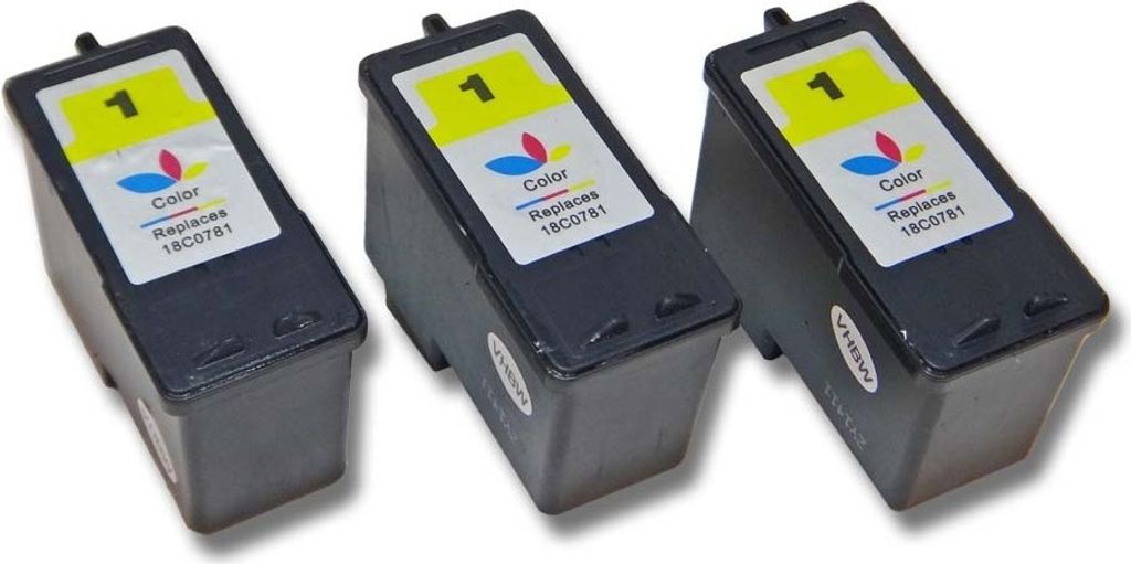 vhbw 3x Tintenpatronen kompatibel mit Lexmark Z735 Drucker - CMY (Wiederaufgefüllt)