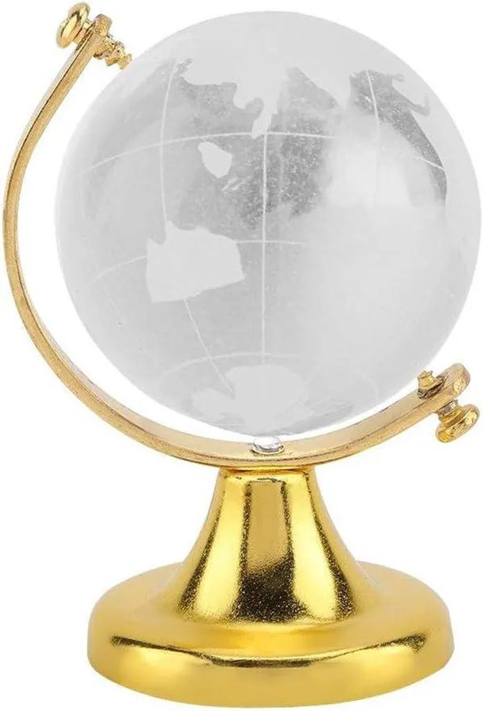 Globe de décoration en cristal transparent avec carte du monde laser