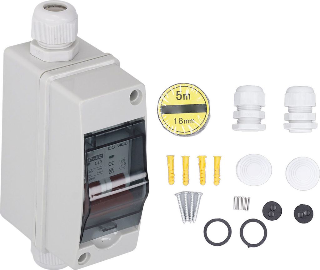 2P Miniatur-Leitungsschutzschalter IP65 Wasserdichter Trennschalter für Solar PV System DC 1000V 20A