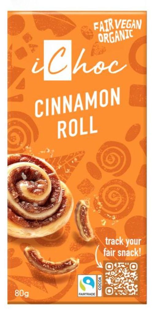 Ichoc Cinnamon Roll Vegan  (80 gr) Productafbeelding 