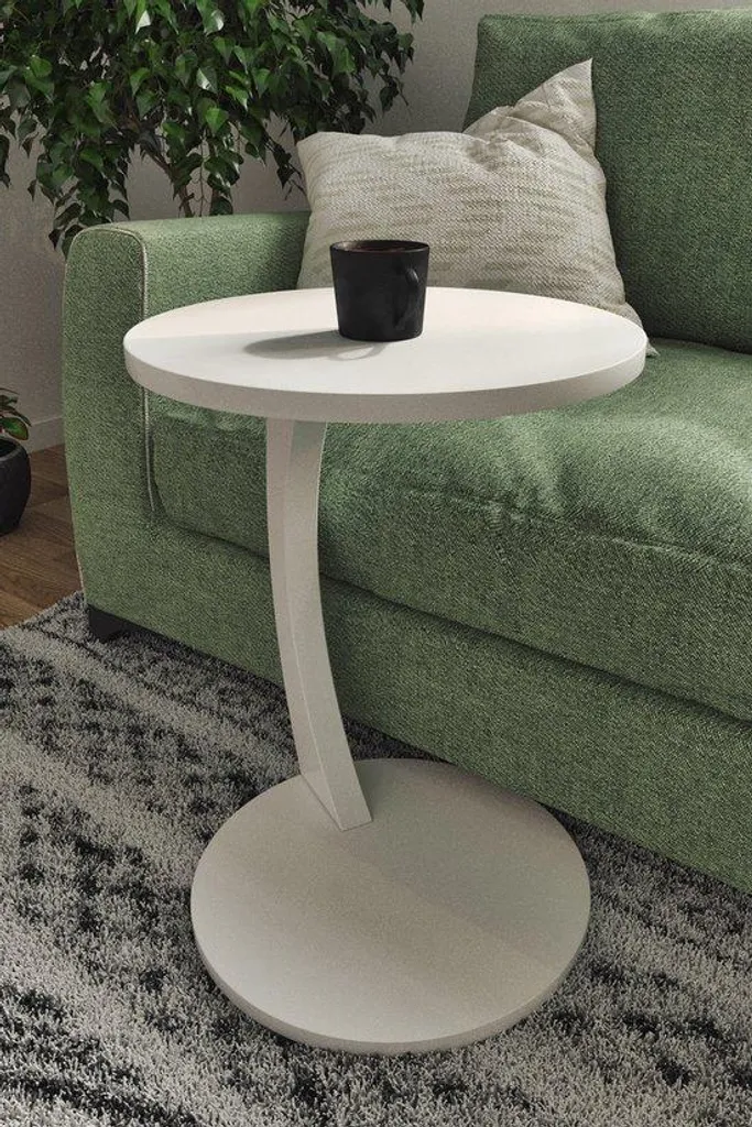 Table basse d'appoint blanche Intergas 38x38x56cm mobile et stable - 2
