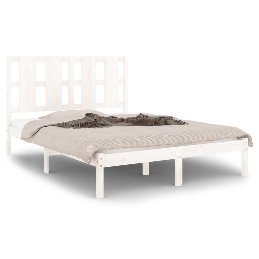 vidaXL Massivholzbett ohne Matratze Weiß 120x200 cm Kiefernholz