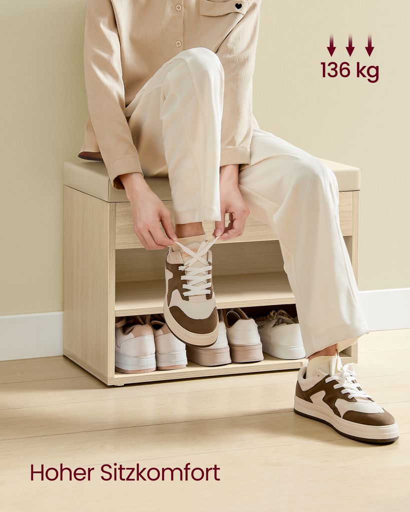 VASAGLE Schuhbank, Sitzbank, Schuhregal mit gepolstertem Produktbild 