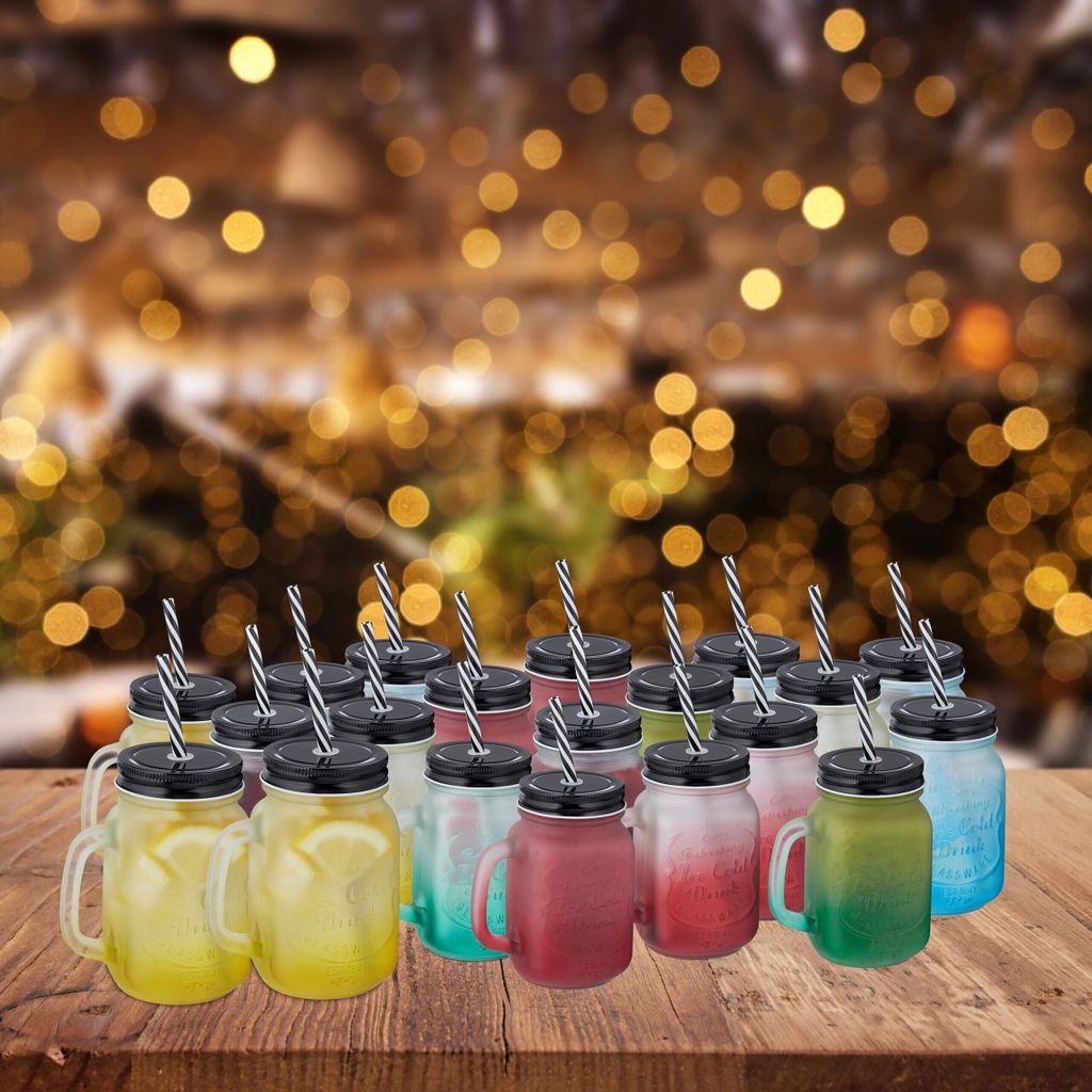 relaxdays Bunte Trinkgläser mit Deckel 20er Set Produktbild 5