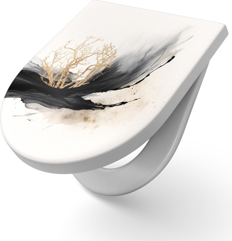 DEQORI WC-Sitz Duroplast 36,4x45,4 cm 'Baum der Elemente' Toilettensitz WC-Brille Design