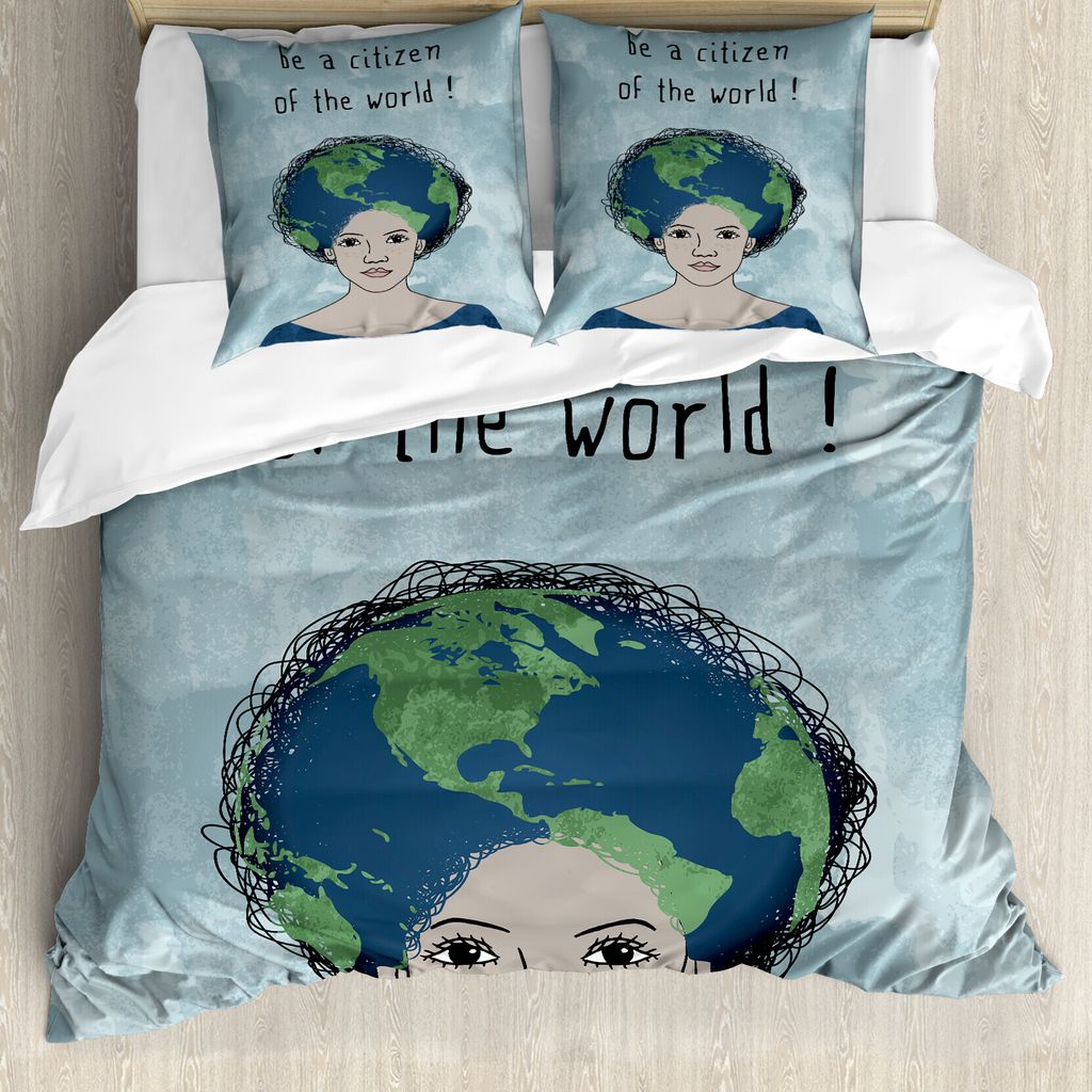 ABAKUHAUS Vielfalt Bettbezug Set für Einzelbetten, Seien Sie Bürger der Welt, Milbensicher Allergiker geeignet mit Kissenbezug, 155 cm x 220 cm -...