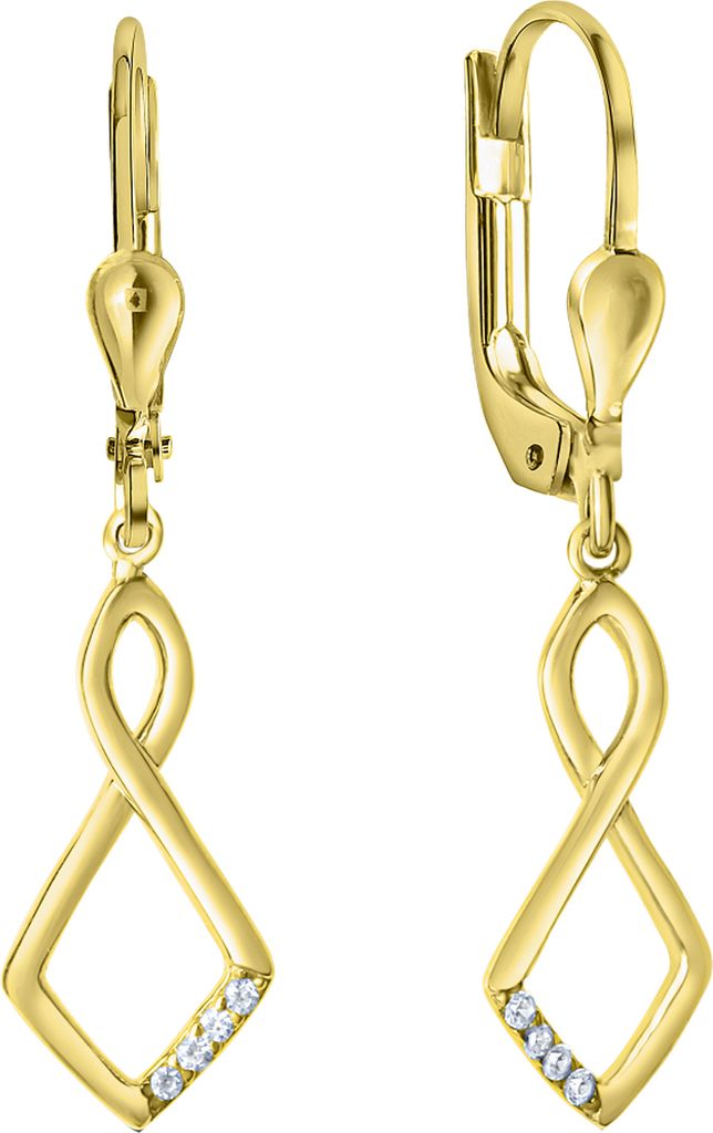 V Ohrhänger 925/- Sterling Silber 3,6cm gelb Zirkonia weiß 333230001