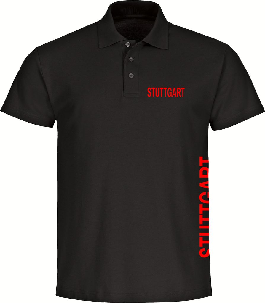 multifanshop Poloshirt - Stuttgart - Brust & Seite, schwarz, Größe 4XL