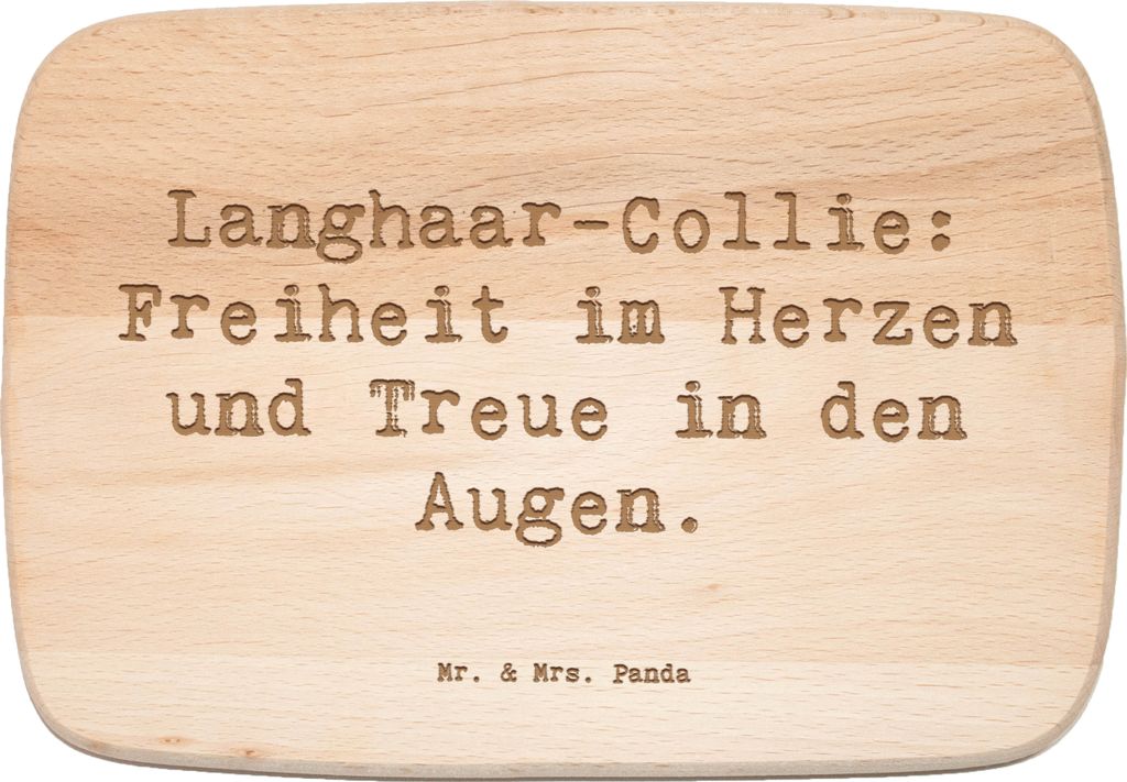 Mr. & Mrs. Panda Frühstücksbrett Spruch Langhaar Collie Treue - Transparent - Geschenk, Holzbrett, Hunderasse, in den Augen, buchenholzbrett, Hun...